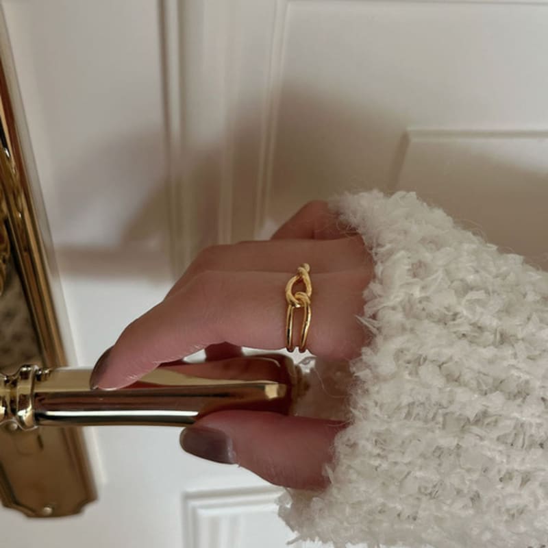 youngglow silver925 double line loop ring (2color)