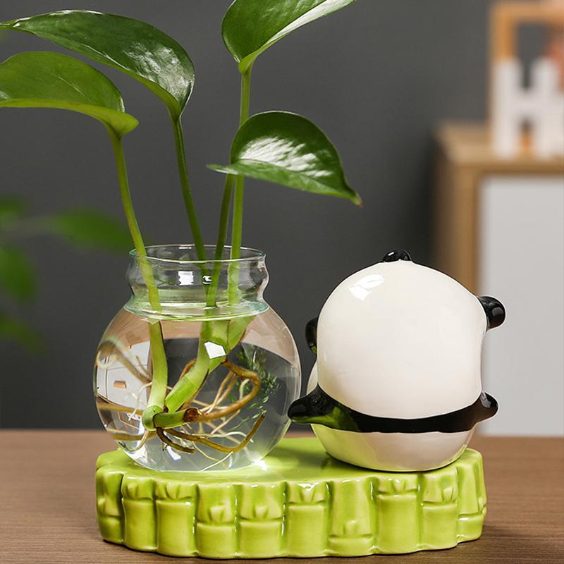 Керамика Цветочные композиции Украшения Стеклянное искусство DIY Цветочные сосуды Креативная панда Гидропонная ваза Милые украшения для дома