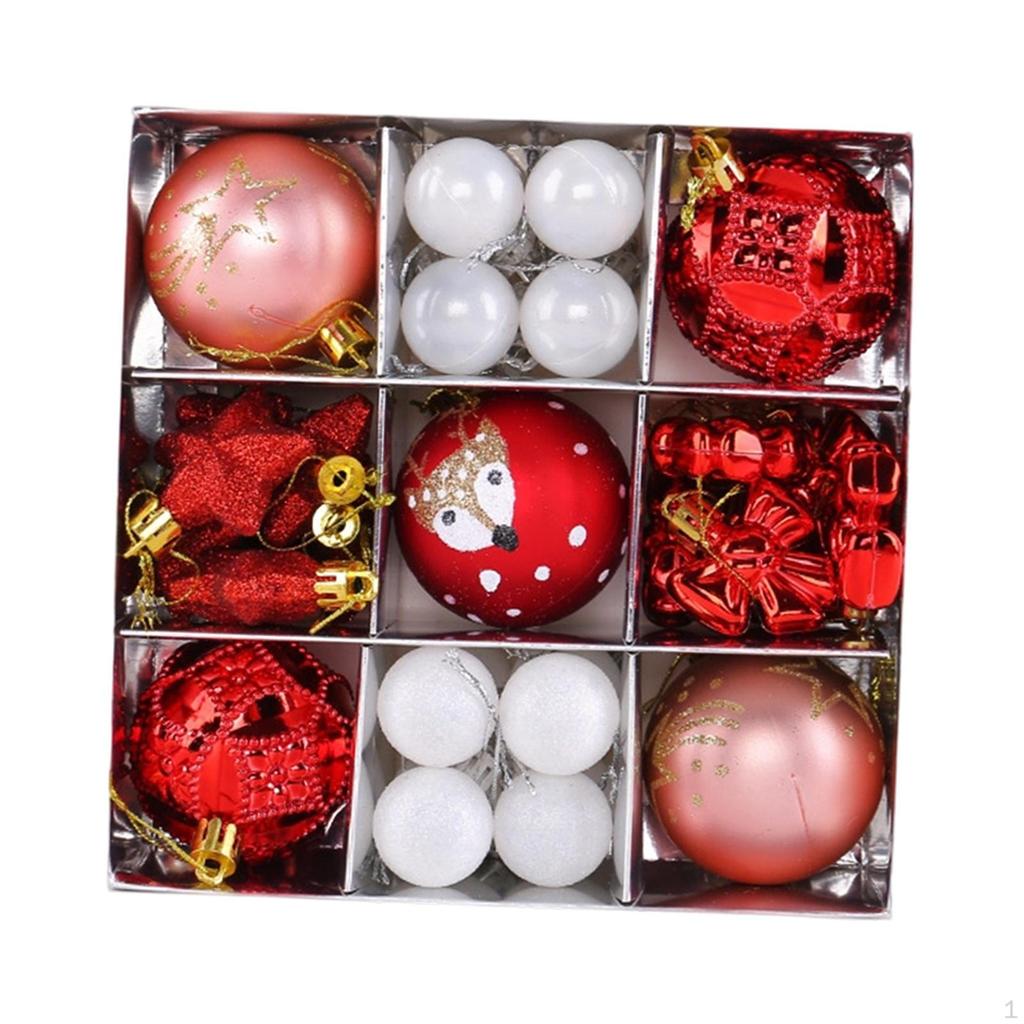 35 Pieces Christmas Ball Ornaments Set Tree Hanging with Star, Bowknot Shape
