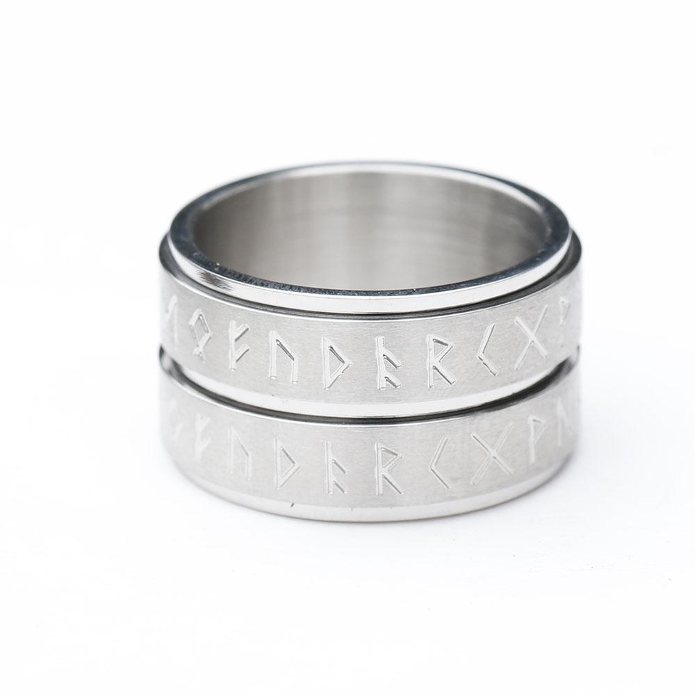 NEW Rotatable Viking Rune Ring for Men Women 316L Stainless Steel Odin Letter Rings Couple Simple Amulet Jewelry Gifts