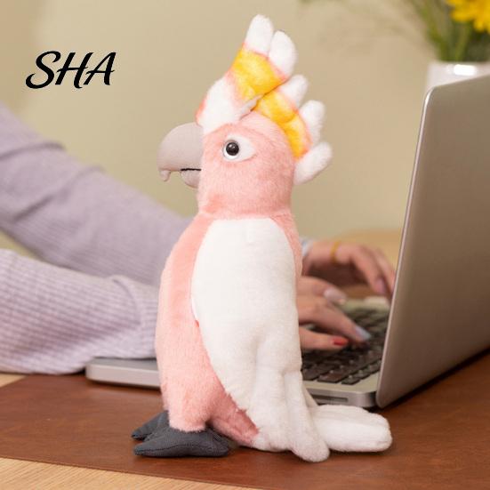 Cute Bird Plush Decoration Parrot Toy, Soft Stuffed Animal for Kids, Pink Realistic Doll with Fluffy Fabric Bedroom Decor And Home Plushie