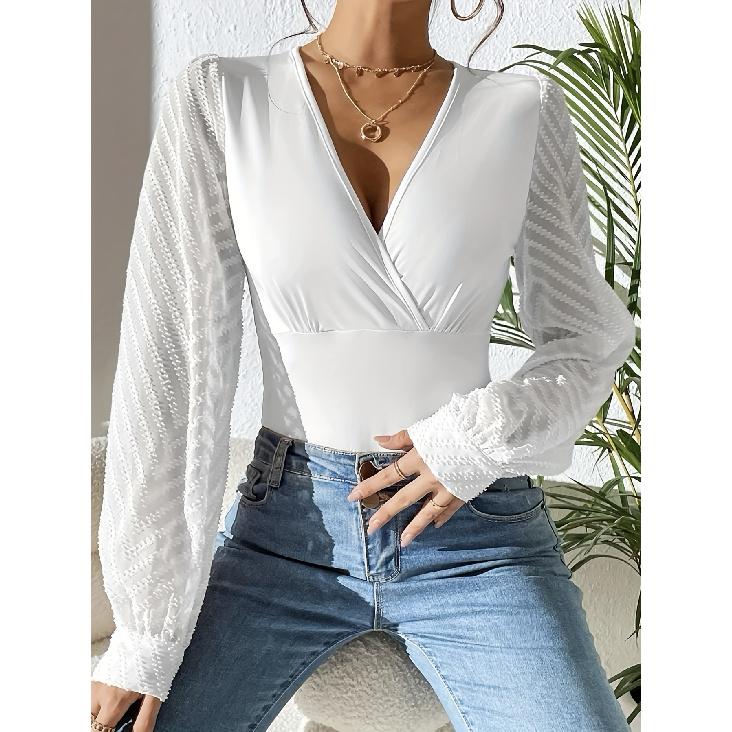 Spring And Autumn New Women'S Versatile Long Sleeve Daily Business Commuter Elegant Comfort Sexy Bottom Shirt Top