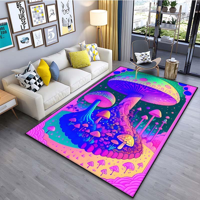 Psychedelic Mushrooms Pattern Floor Mat Carpet 15 Size Living Room Bedroom Bedside Bathroom Floor Mat Area Rug Club Home Decor
