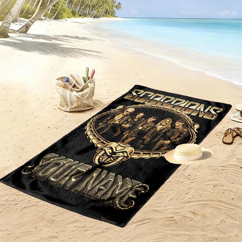 Name Custom Scorpions Print Beach Towel, Large Soft Quick Dry Towel for Beach Camping Swimming