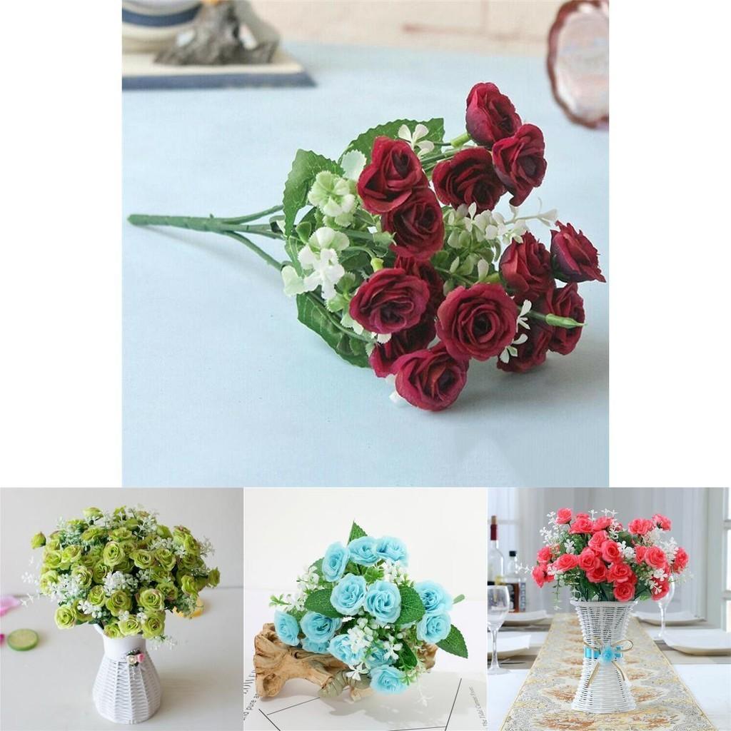 Vibrant 15 Heads Fake Rose Silk Flower Bouquet Ideal For Home And Party Decoration