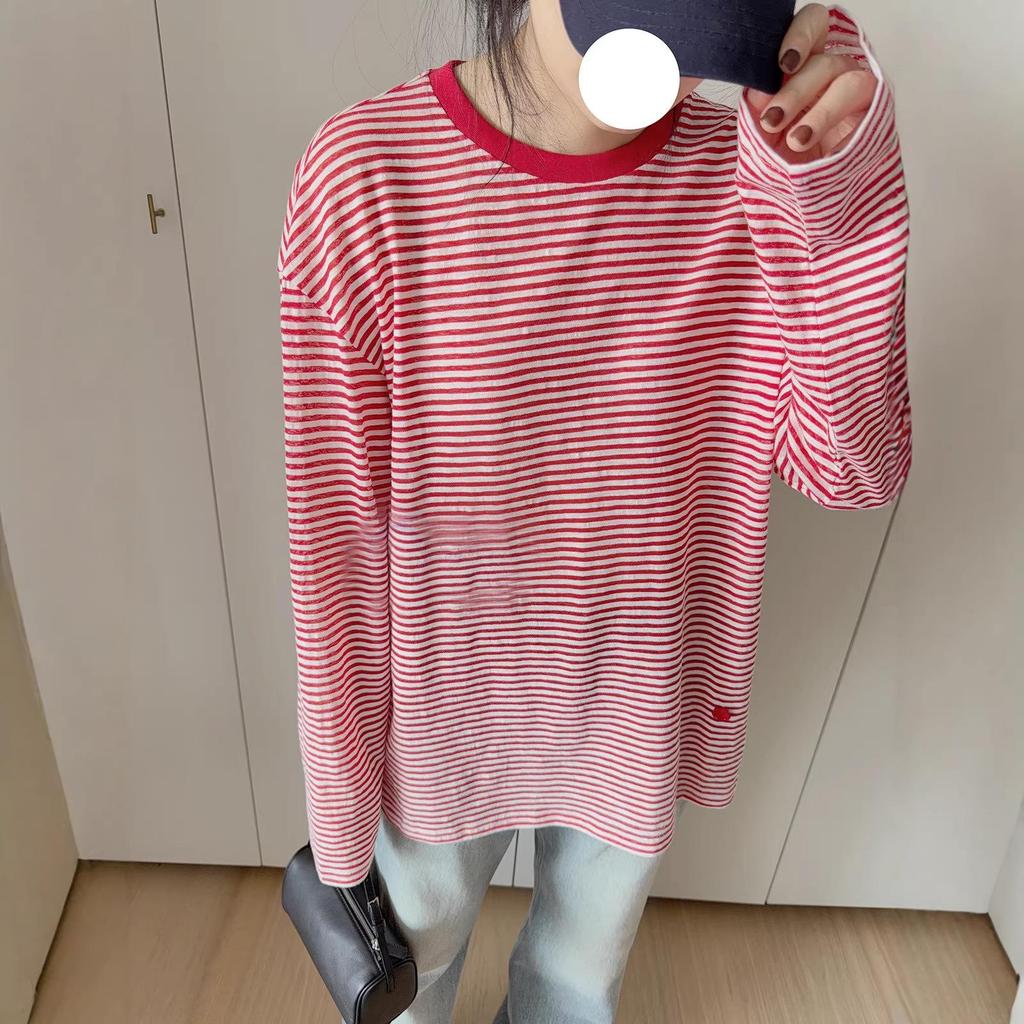 Colorful Striped See-Through Textured T-Shirt - Comfortable to Wear