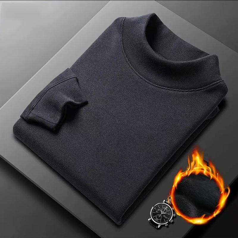 Мужская толстовка из немецкого бархата с полуворотом, зимняя, утолщенная, бархатная, однотонная, универсальная, верх и низ рубашки