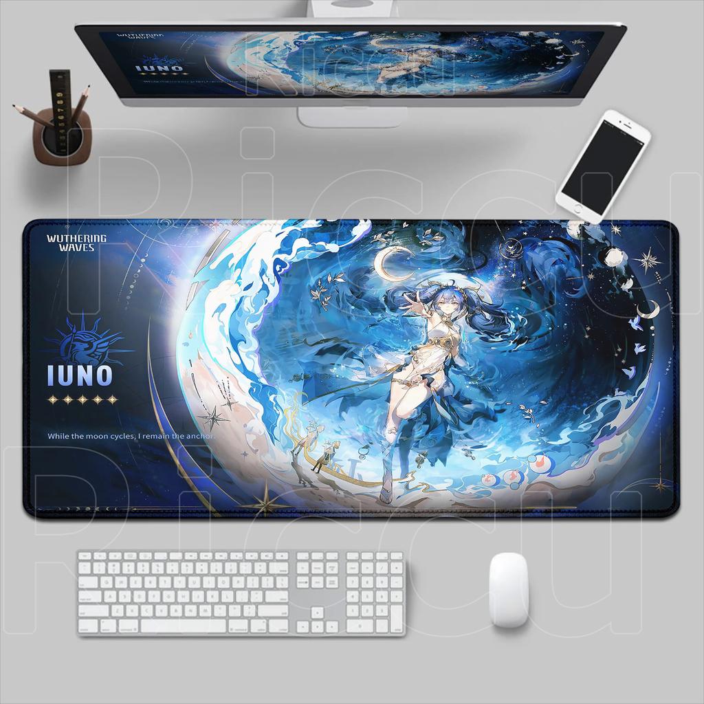 Новый HD Ролевой Кавайный Luno Wuthering Waves Коврик для Мыши Геймерский Коврик для Мыши Аксессуары Коврик для Клавиатуры Игровой Ноутбук Аниме Синяя Девочка Настольный Коврик