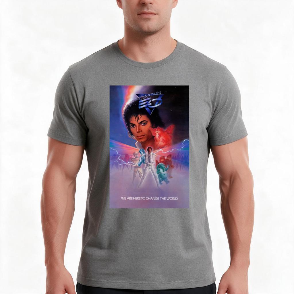 Captain EO We Are Here To Change The World Vintage Poster TShirt Summer Casual Cotton Tee Oversized Streetwear Tops