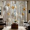 2pcs Set HD Christmas Ambiance Star Drop Ball Decorative Curtain White Tie Digital Printed Curtain Home Decoration Style Deco