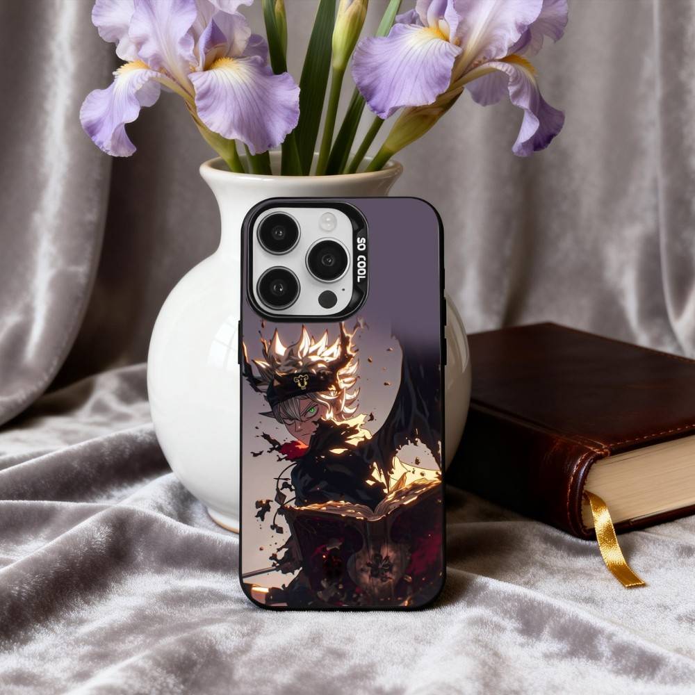 Аниме Крутой A-Аста B-Черный C-Клевер Чехол для телефона для iPhone17,16,15,14,13,12,11 Plus,Pro Max Черный Конфетный серебристый чехол для телефона