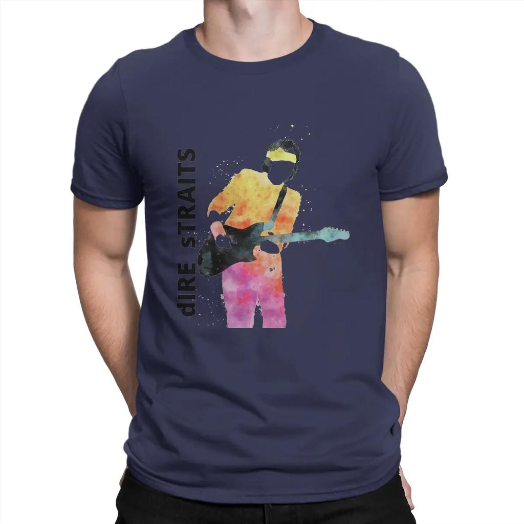Music T Shirt Men's Cotton Vintage T-Shirt O Neck Dire Straits Band Tees Short Sleeve Tops Graphic