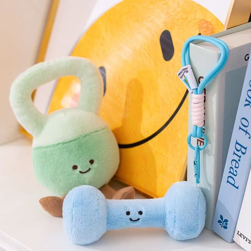 16/20cm simulation dumbbell kettlebell stuffed plush toy figurine cartoon anime cute pillow children's birthday gift fun doll