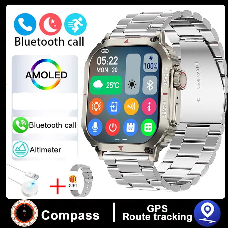 Новинка 2024 года, спортивные прочные военные умные часы, мужские часы Ftiness, IP68, водонепроницаемые, 1,95 дюйма, AI Voice, NFC, Bluetooth, умные часы с вызовами