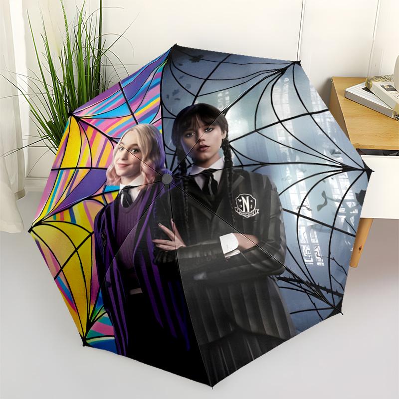 Colorful Web Outdoor Automatic Umbrella Sturdy 8-Rib Shaft Foldable Design Durable Everyday Carry Umbrella Vibrant Pattern Umbrella