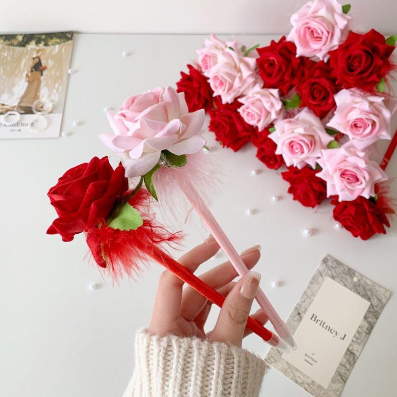 1 шт. Милая имитация цветочной гелевой ручки, креативный дизайн, перо, цветок, шариковая ручка для детей, милая канцелярская ручка, школьные принадлежности