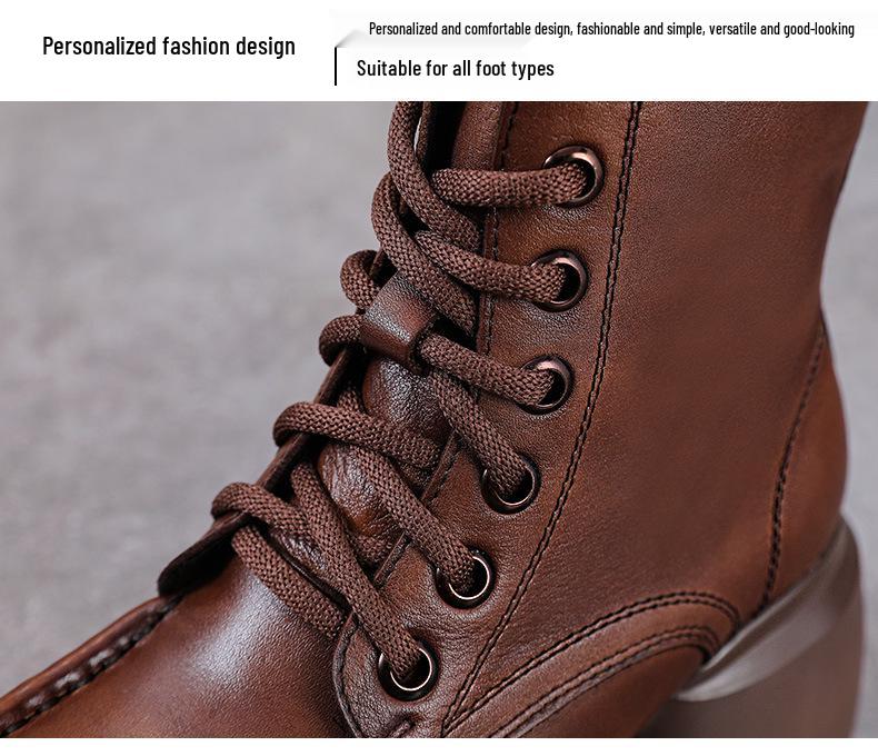 Женские ботинки Мартин из натуральной кожи на молнии на ретро платформе