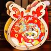 Chinese Style 2025 Snake Year Portable Lantern Traditional Cartoon New Year Luminous Lantern Wooden Spring Festival Supplies