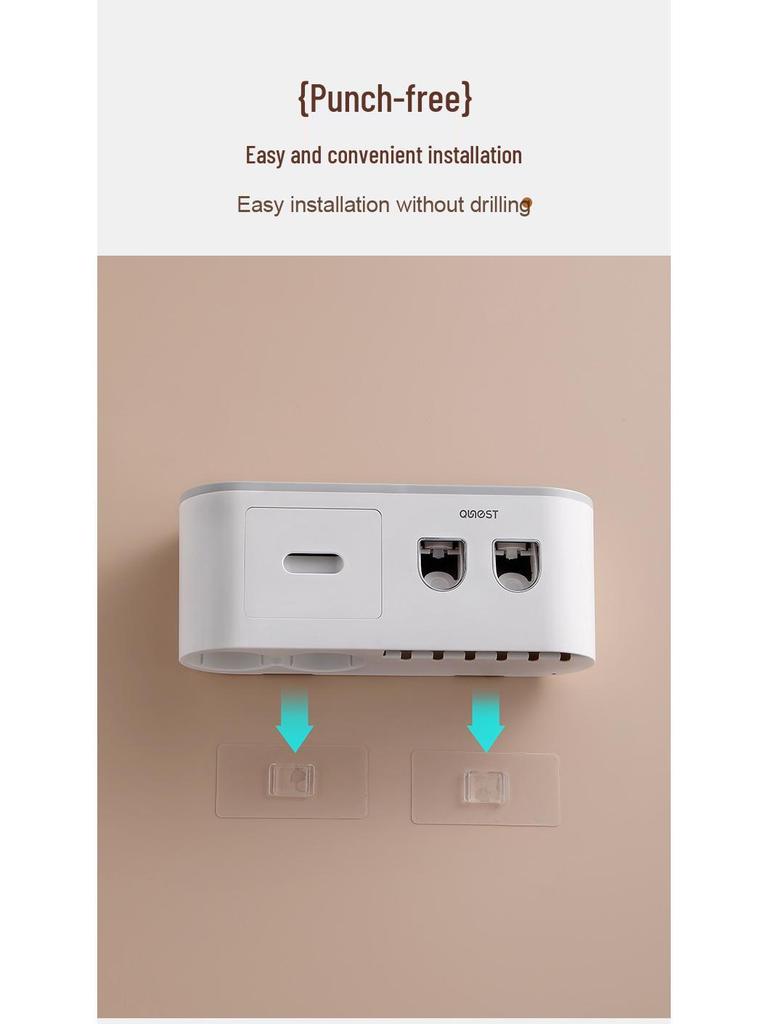 Настенный набор для зубных щеток и стаканов для полоскания рта без сверления с электрическим дозатором зубной пасты