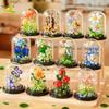 HUIQIBAO MOC Eternal Bouquet Display Box Micro Building Blocks Flower Model DIY Home Desk Plant Decoration Brick Toy For Childre