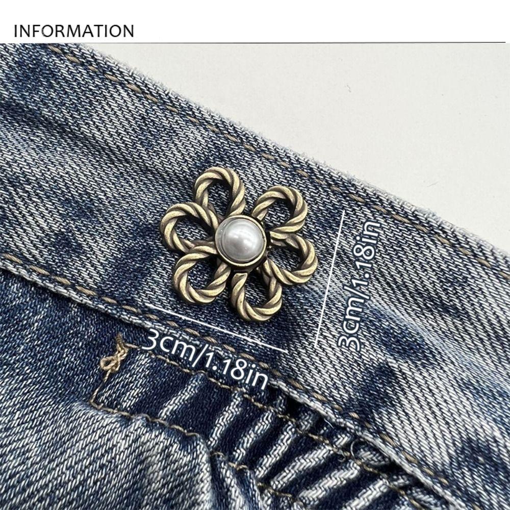 Button Clasps Flower Pants Button Tightener Zinc Zinc Alloy Jean Buttons for Loose Jeans Party
