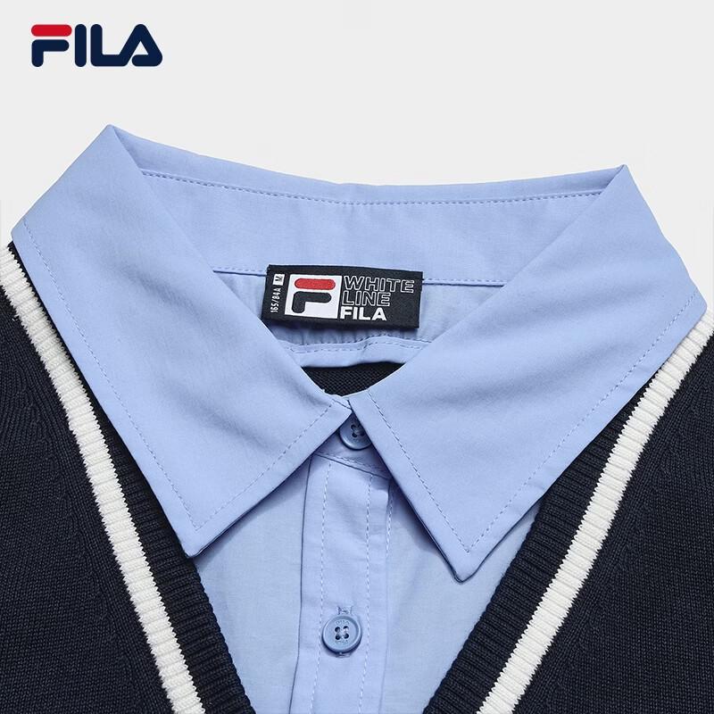 Fila Женская вязаная рубашка-поло с цветовыми блоками, имитация двух предметов