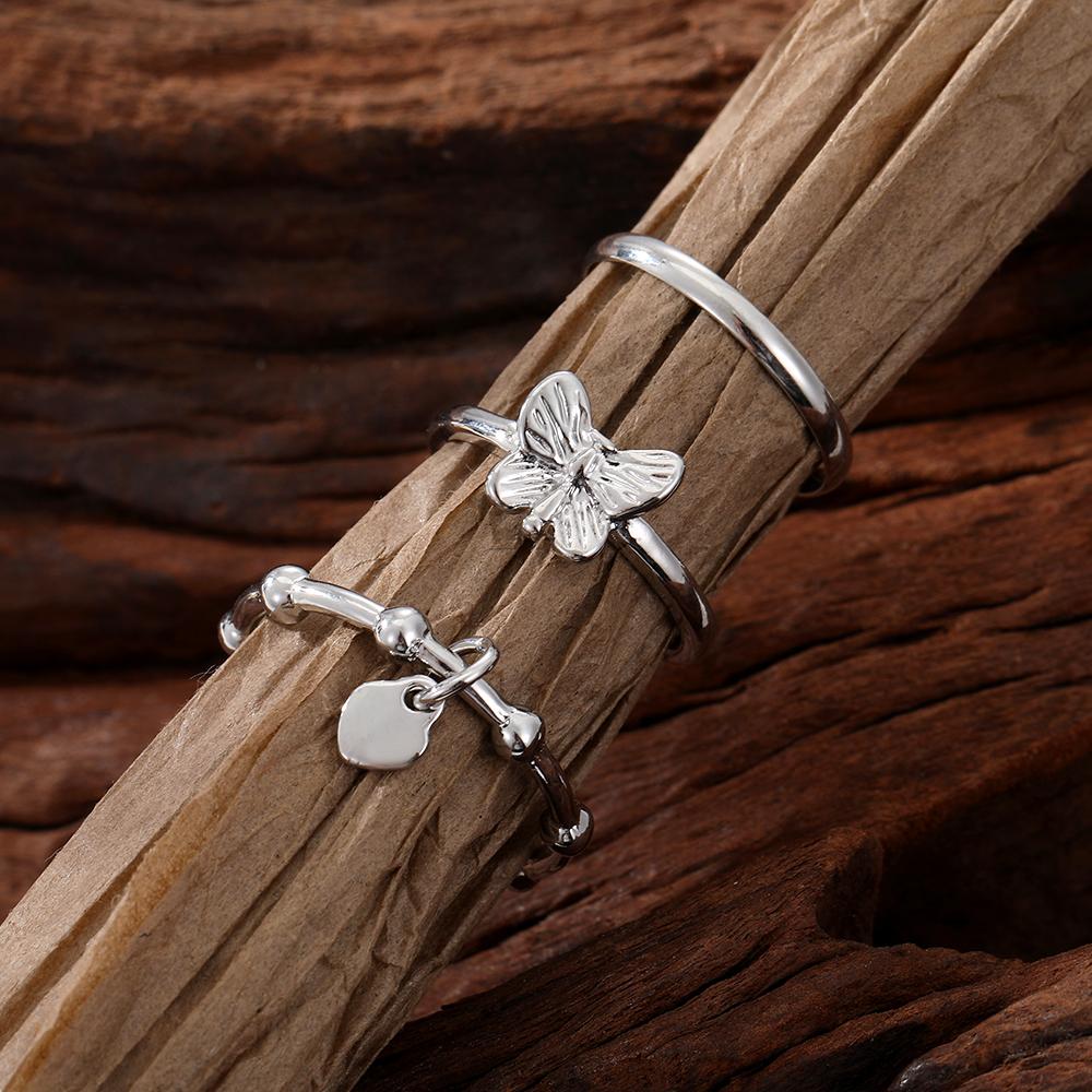 Модный комплект колец для пары, кольцо-бабочка с кисточкой, трехсекционное кольцо «Любовь», простое и элегантное кольцо