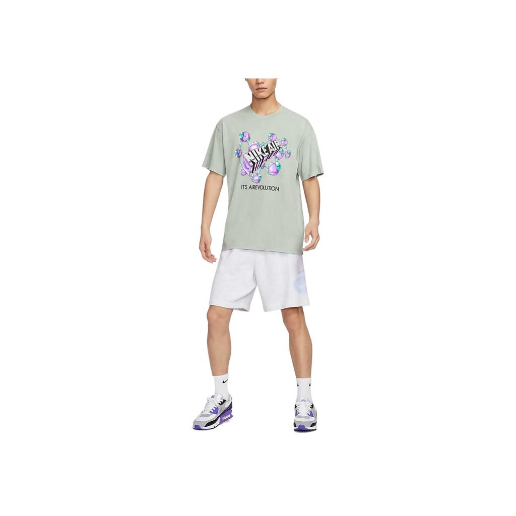 Nike Футболка мужская с коротким рукавом и круглым вырезом, с принтом логотипа, для активного отдыха, цвет Horizon-Green FZ5400-370