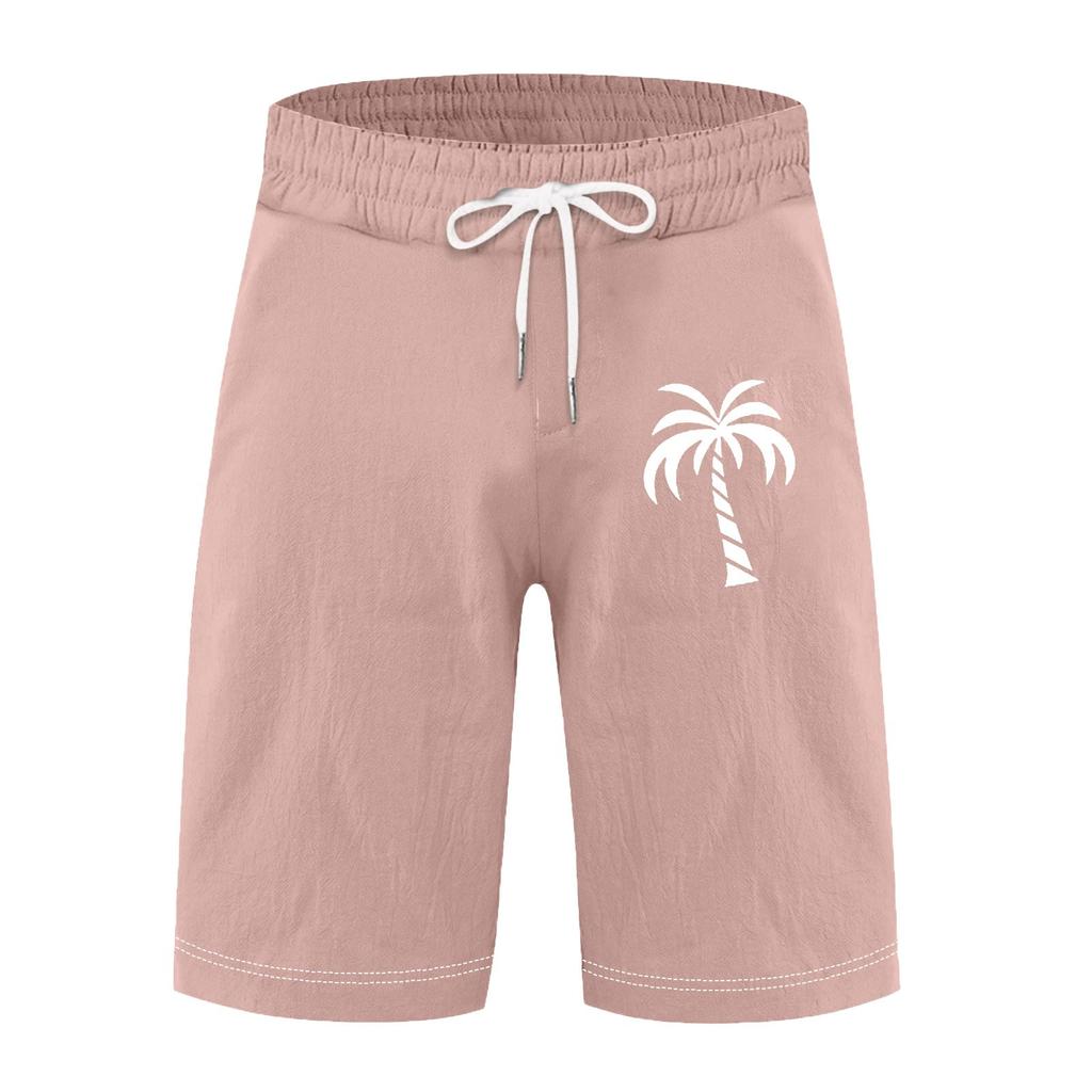 Мужские спортивные хлопковые льняные повседневные свободные шорты Повседневные пижамы с карманами для бега Брюки