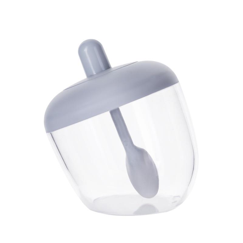 Прозрачная креативная кухонная круглая банка для приправы, бутылка для приправы с ложкой и крышкой, влагостойкая и пыленепроницаемая