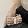 Fashion PU Leather Woven Underarm Bag Women's New Strip Design Shoulder Bag High-end Niche Trend Hobo Bag CLE
