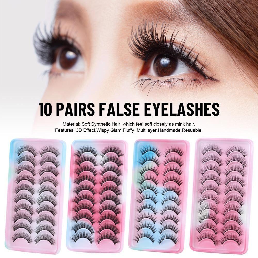 10 Pairs Fluffy Manga Lashes Short Anime Eyelashes Fashion False Eyelashes for Women