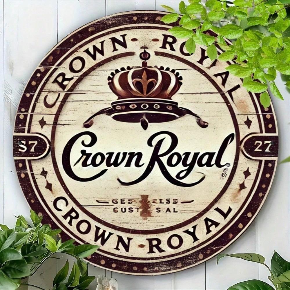 Круглая жестяная табличка Crown Royal 8x8 дюймов, винтажное металлическое настенное искусство для домашнего бара, мужской комнаты, ретро-декор пивного паба