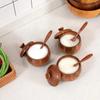 Wooden Salt Cellar Sugar Bowl Pepper Box Salt Seasoning Container Storage Box with Lid and Spoon Wooden Spice Box Spice Jars