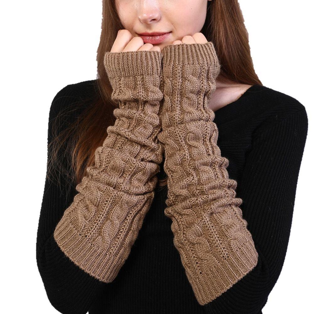 Knitting Warm Finger Sleeves Cover Women's Half Finger Gloves Autumn Winter Long Wrist Glove False Sleeve