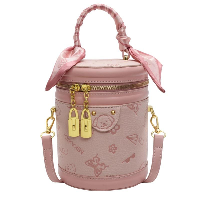 High-quality New Products Cute Embossed Light Luxury High-end Portable Cylinder Bag Niche Design Versatile Temperament Messenger Women's Bag