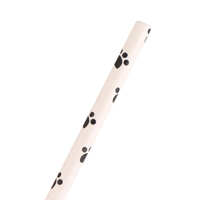 25 шт. бумажные трубочки для питья с принтом лапы собаки кошки, черно-белые принадлежности для вечеринки по случаю дня рождения, украшения для вечеринки в стиле домашних животных для девочек и мальчиков