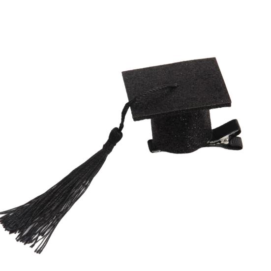 Yousheng Graduation Hat Hair Clip Felt Fabric Doctor Hat Shape Mini Cap with Tassel Hair Pin Kindergarten College Party Accessory