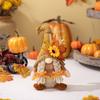 Charming Thanksgiving Decoration Standing Gnome Doll In Sunflower Hat And Autumn Leaves