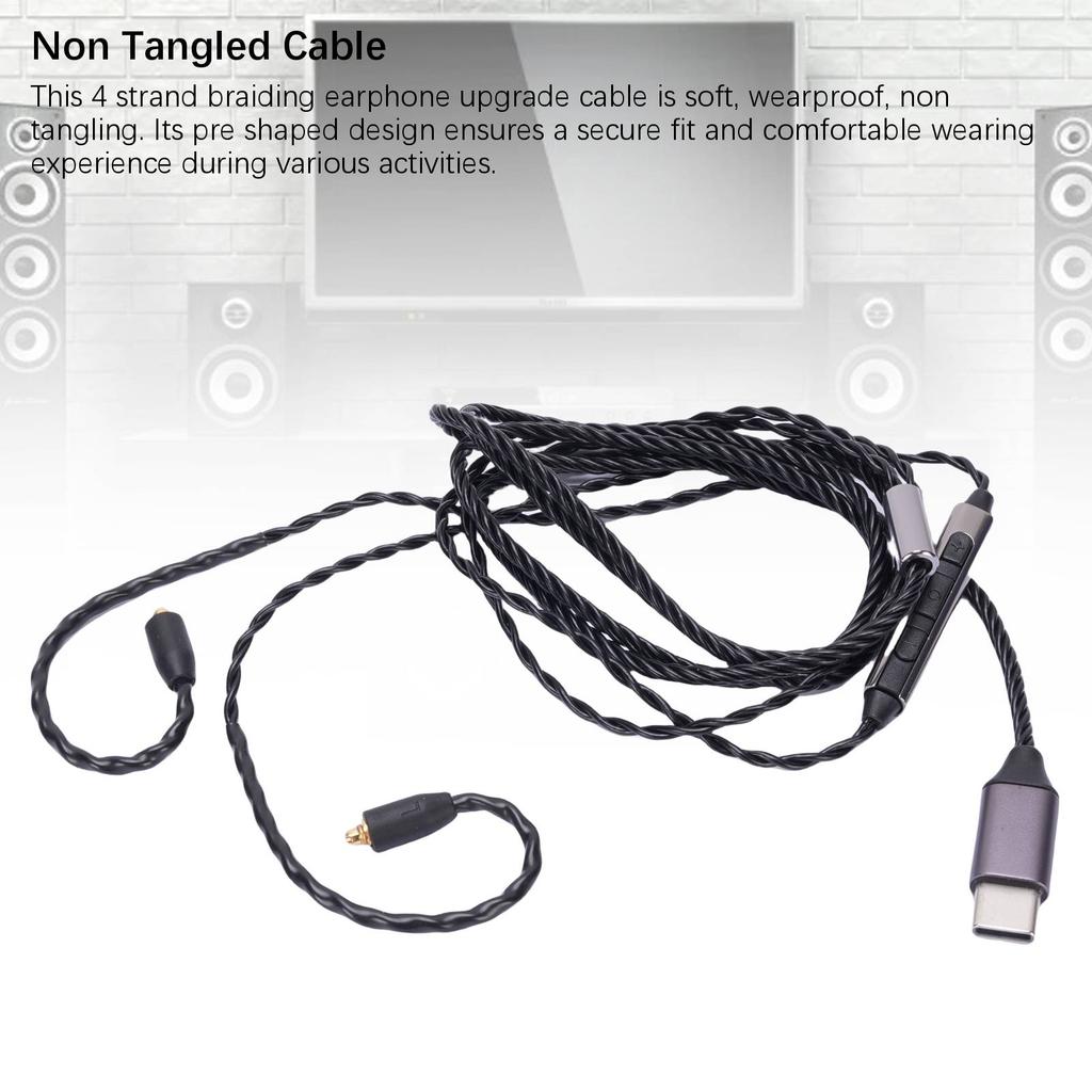 Кабель для наушников Type C, подходит для наушников Sennheiser IE300 IE600 IE900, сменный кабель OFC, встроенный микрофон, 47,24 дюйма