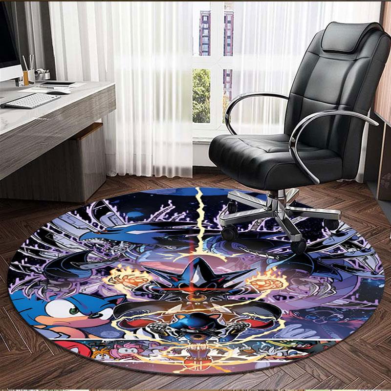 Sonic Print Round Rug, Washable Floor Carpet, For Entryway Dorm Laundry Room Office Study, Home Decor Birthday Christmas Gift