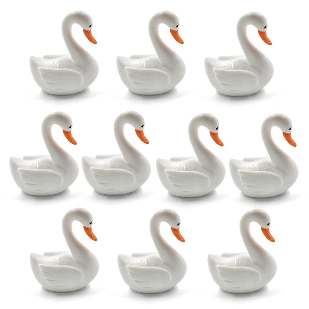Fairy Garden Black White Swan Miniature Love Ducks Figurine Lover Birds Ornaments Animals Statue