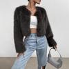Womens Short Faux Fur Coat Winter Warm Long Sleeve Open Front Fashion Outerwear