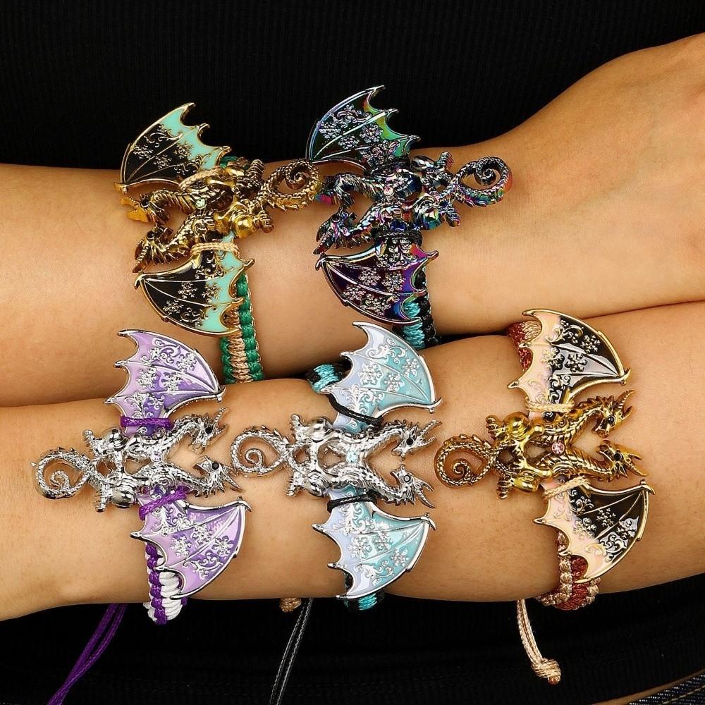 Vintage Braided Rope Bracelet Adjustable Woven Cord Wristband Fashion Animal Dragon Bracelet Party