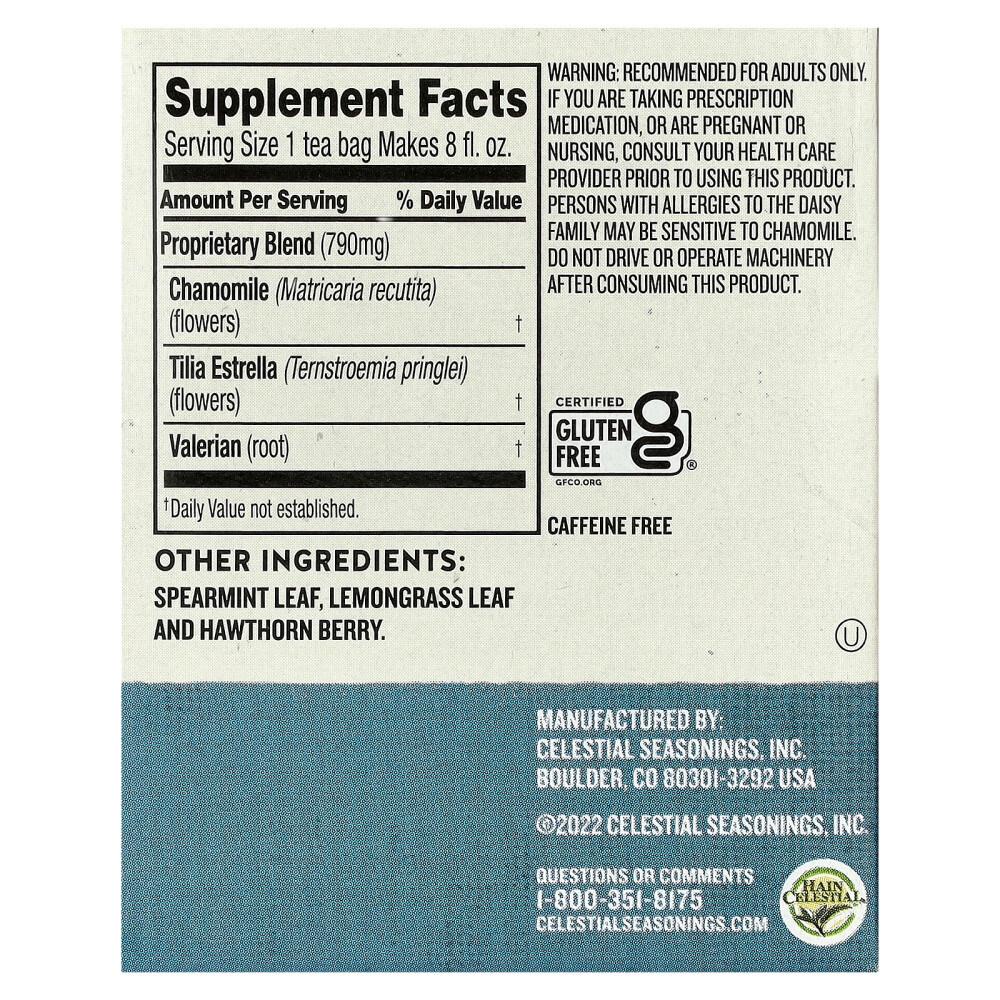 Чайные пакетики Celestial Seasonings Sleepytime Extra® Wellness без кофеина, 20 шт., 35 г (1,2 унции)