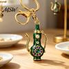 Sparkling RhinestonesKeychain Retro Teapot Keychain with Rhinestones, Ethnic Style Pitcher Key Decorative Pot Ring, Pendant for Handbags Backpacks Car