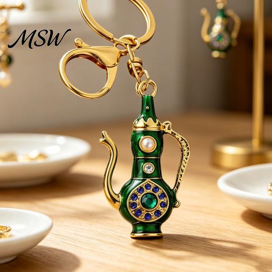 Sparkling RhinestonesKeychain Retro Teapot Keychain with Rhinestones, Ethnic Style Pitcher Key Decorative Pot Ring, Pendant for Handbags Backpacks Car