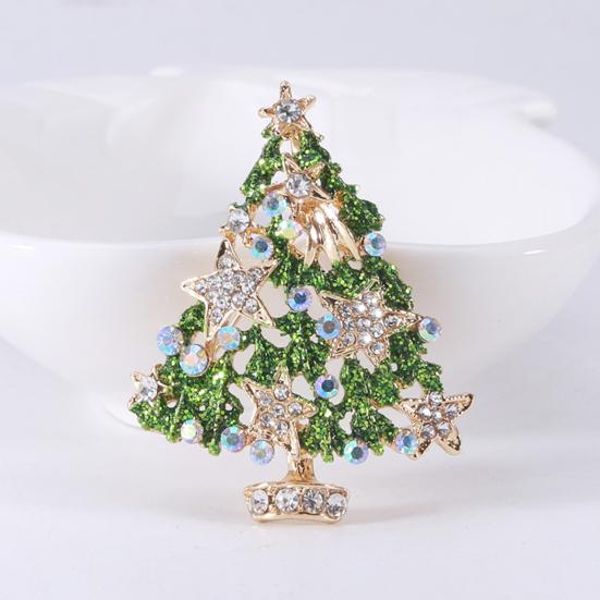 Рождественская брошь со стразами, портативные антикоррозийные ювелирные изделия, устойчивые к коррозии, высококачественная блестящая форма рождественской елки