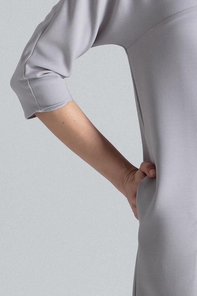 Elegant dress with pockets - A-line dress - gray dress M333 size