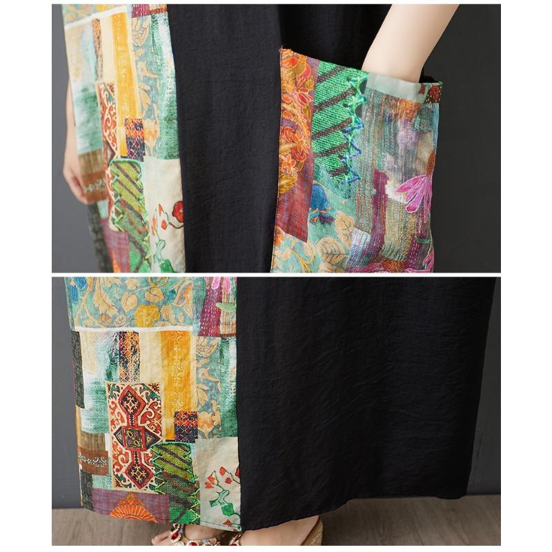 Dimanaf Женское летнее новое платье 2025 года больших размеров, повседневное платье с V-образным вырезом, свободное длинное платье с принтом, винтажное платье макси